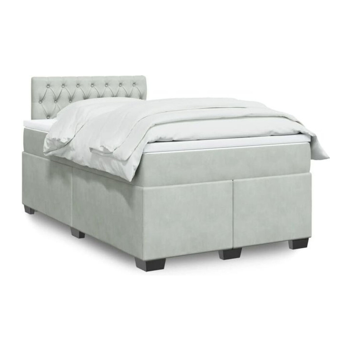 Vidaxl Boxspringbett mit Matratze aus Samt in Grau, B/T/H: 120 x 200 x 100,5 cm - Bild 1