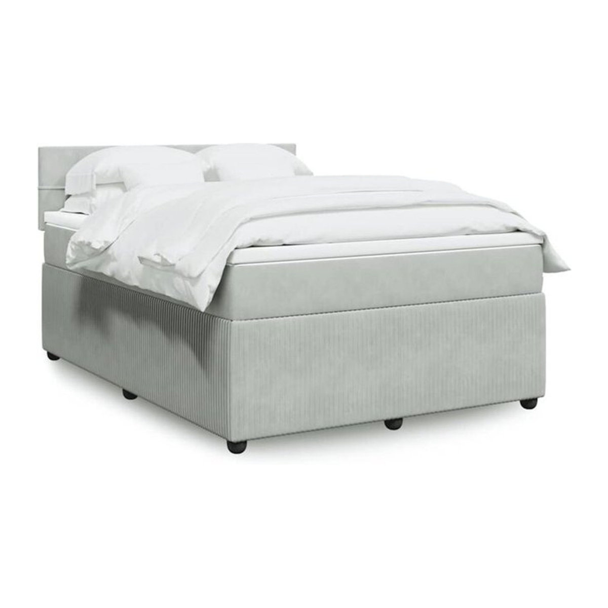 Vidaxl Boxspringbett mit Matratze aus Samt in Grau, B/T/H: 140 x 190 cm - Bild 1
