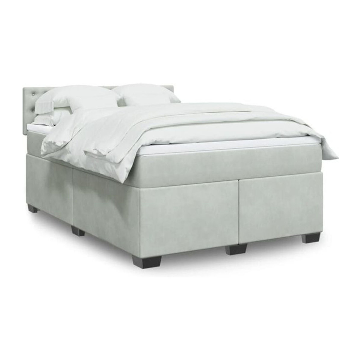 Vidaxl Boxspringbett mit Matratze aus Samt in Grau, B/T/H: 140 x 190 cm - Bild 1