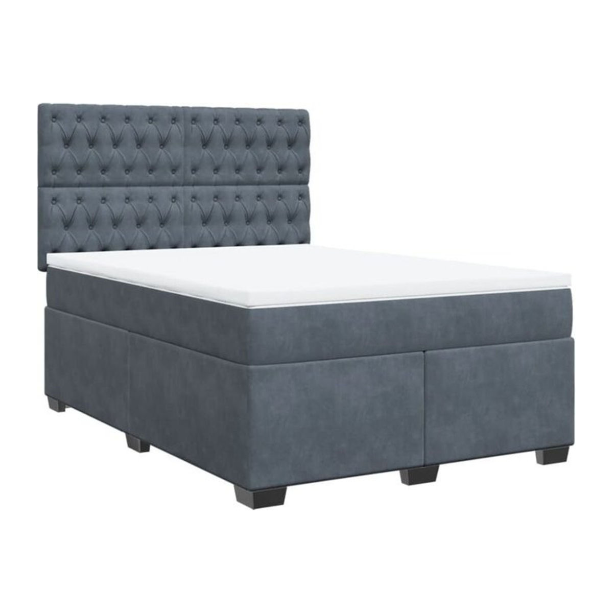 Vidaxl Boxspringbett mit Matratze aus Samt in Grau, B/T/H: 140 x 190 cm - Bild 1