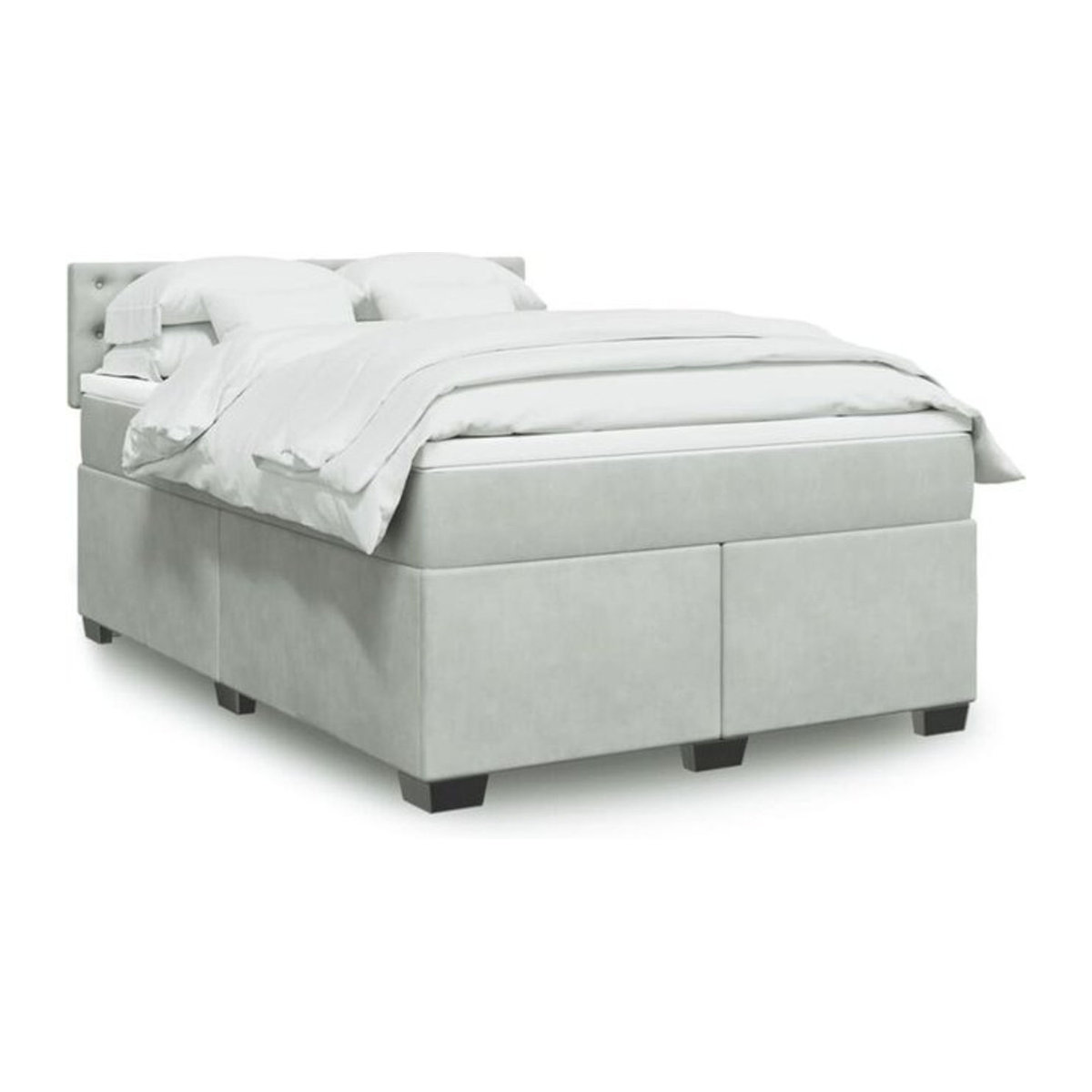 Vidaxl Boxspringbett mit Matratze aus Samt in Grau, B/T/H: 140 x 190 cm - Bild 1