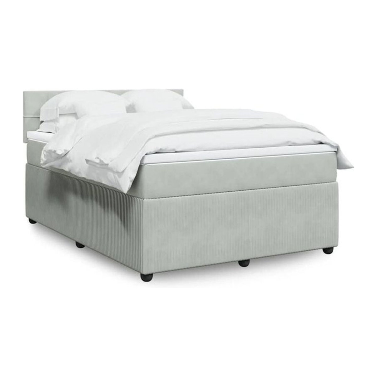 Vidaxl Boxspringbett mit Matratze aus Samt in Grau, B/T/H: 140 x 190 cm - Bild 1