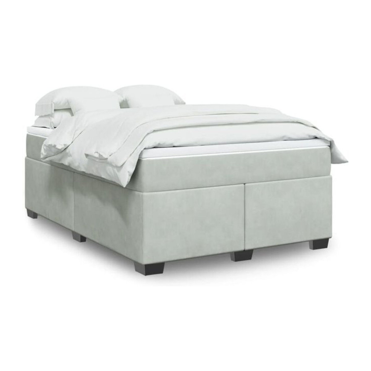 Vidaxl Boxspringbett mit Matratze aus Samt in Grau, B/T/H: 140 x 190 cm - Bild 1