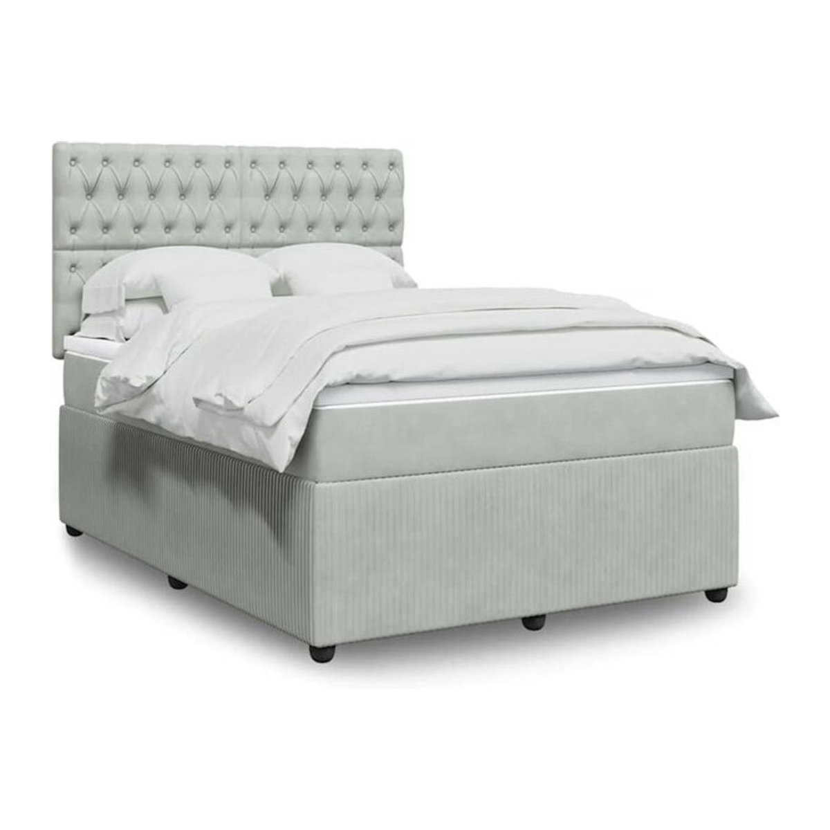 Vidaxl Boxspringbett mit Matratze aus Samt in Grau, B/T/H: 140 x 190 cm - Bild 1