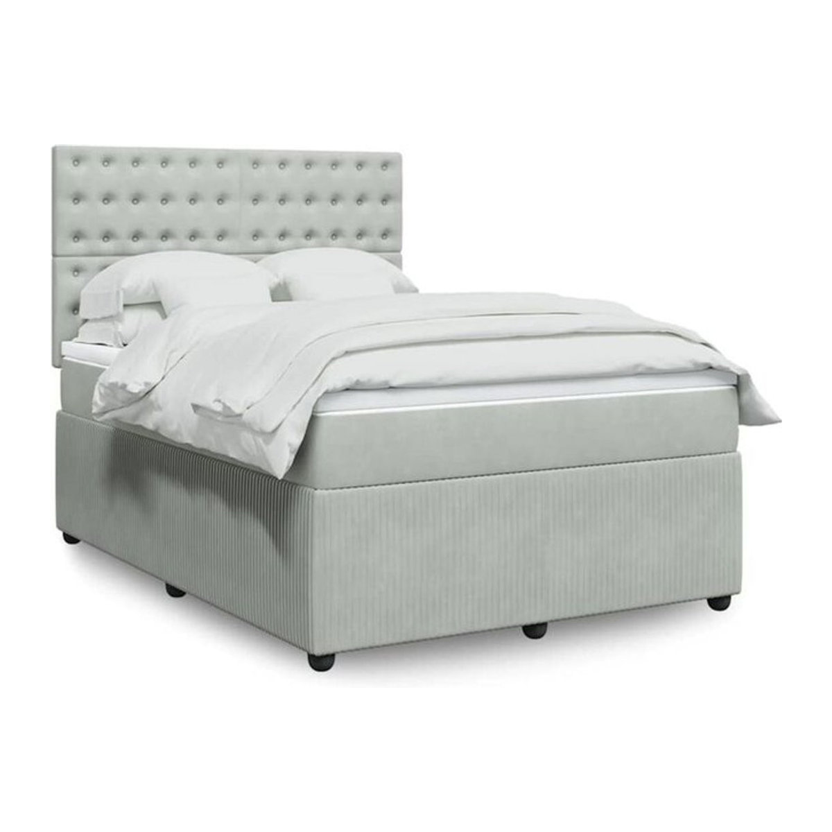 Vidaxl Boxspringbett mit Matratze aus Samt in Grau, B/T/H: 140 x 200 cm - Bild 1