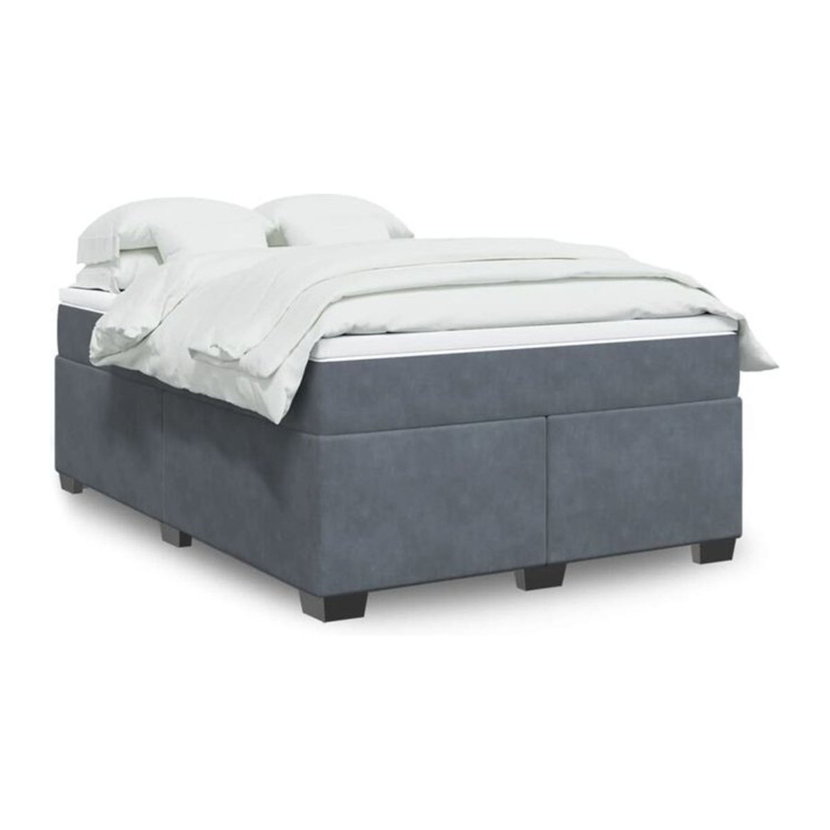 Vidaxl Boxspringbett mit Matratze aus Samt in Grau, B/T/H: 140 x 200 cm - Bild 1