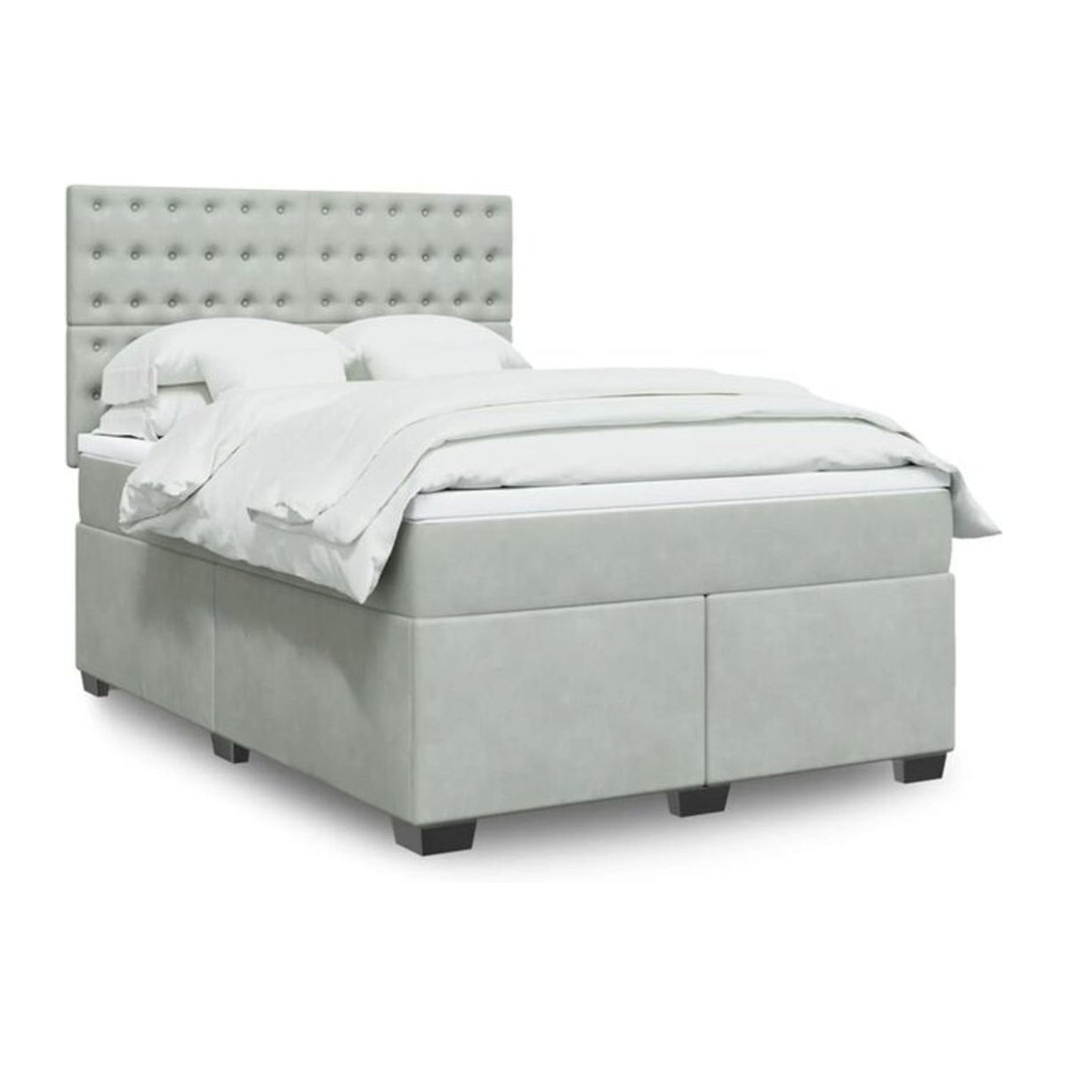 Vidaxl Boxspringbett mit Matratze aus Samt in Grau, B/T/H: 140 x 200 cm - Bild 1