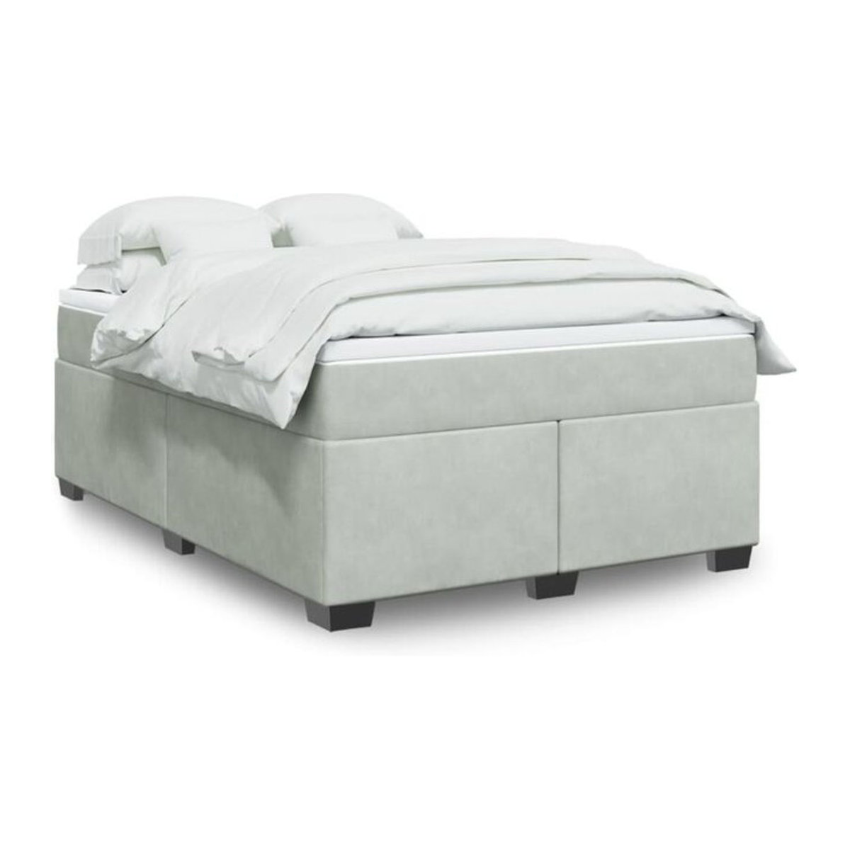 Vidaxl Boxspringbett mit Matratze aus Samt in Grau, B/T/H: 140 x 200 cm - Bild 1