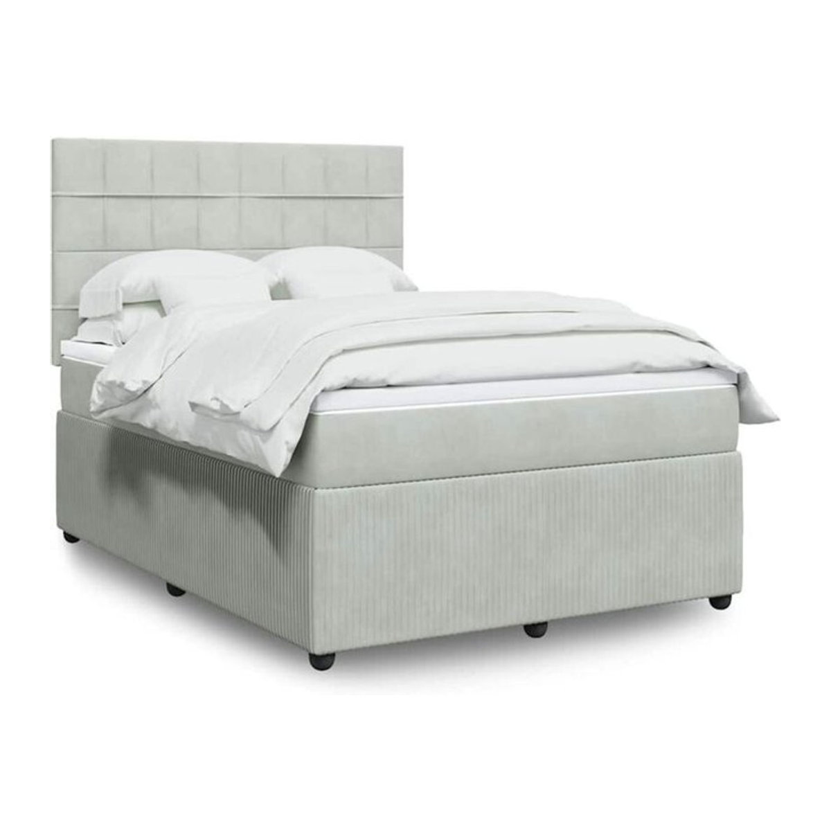 Vidaxl Boxspringbett mit Matratze aus Samt in Grau, B/T/H: 140 x 200 cm - Bild 1