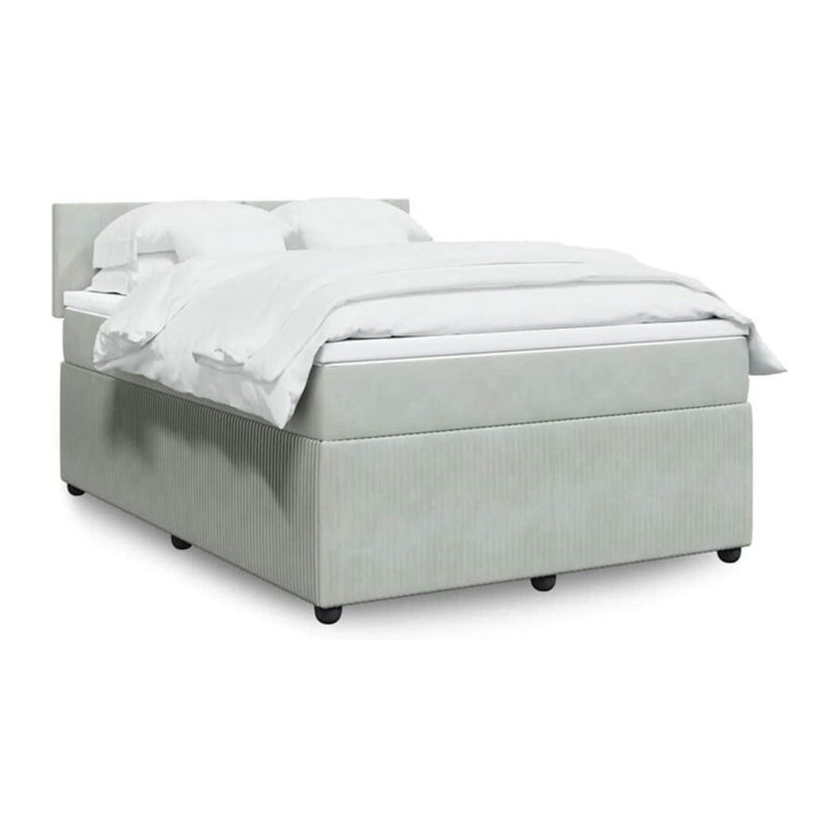 Vidaxl Boxspringbett mit Matratze aus Samt in Grau, B/T/H: 140 x 200 x 100,5 cm - Bild 1