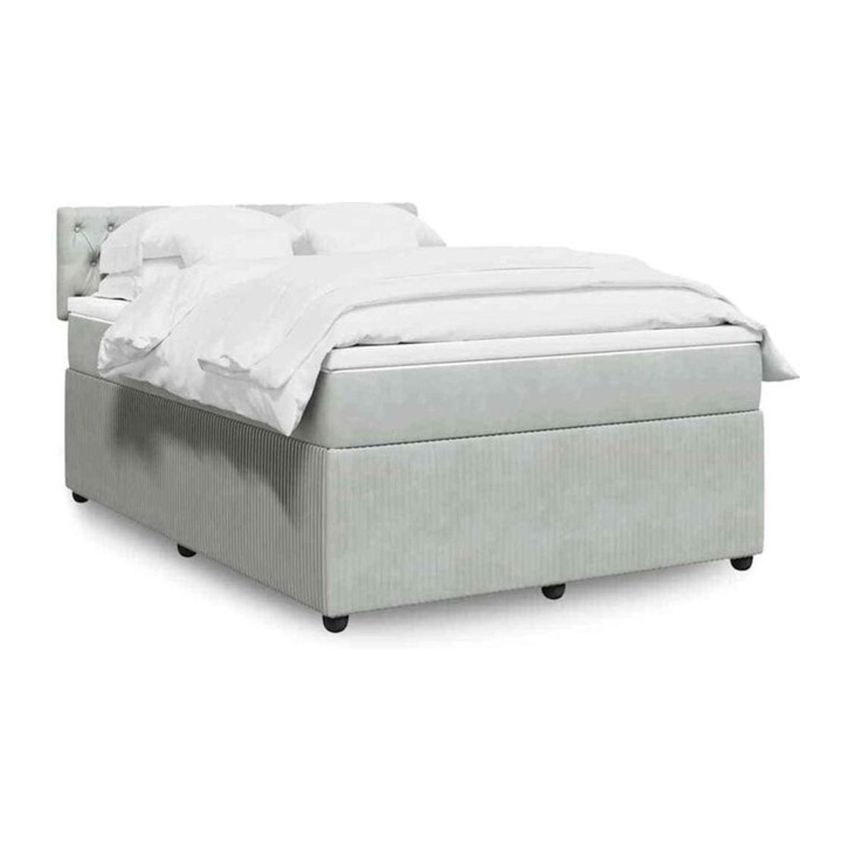 Vidaxl Boxspringbett mit Matratze aus Samt in Grau, B/T/H: 160 x 200 cm - Bild 1