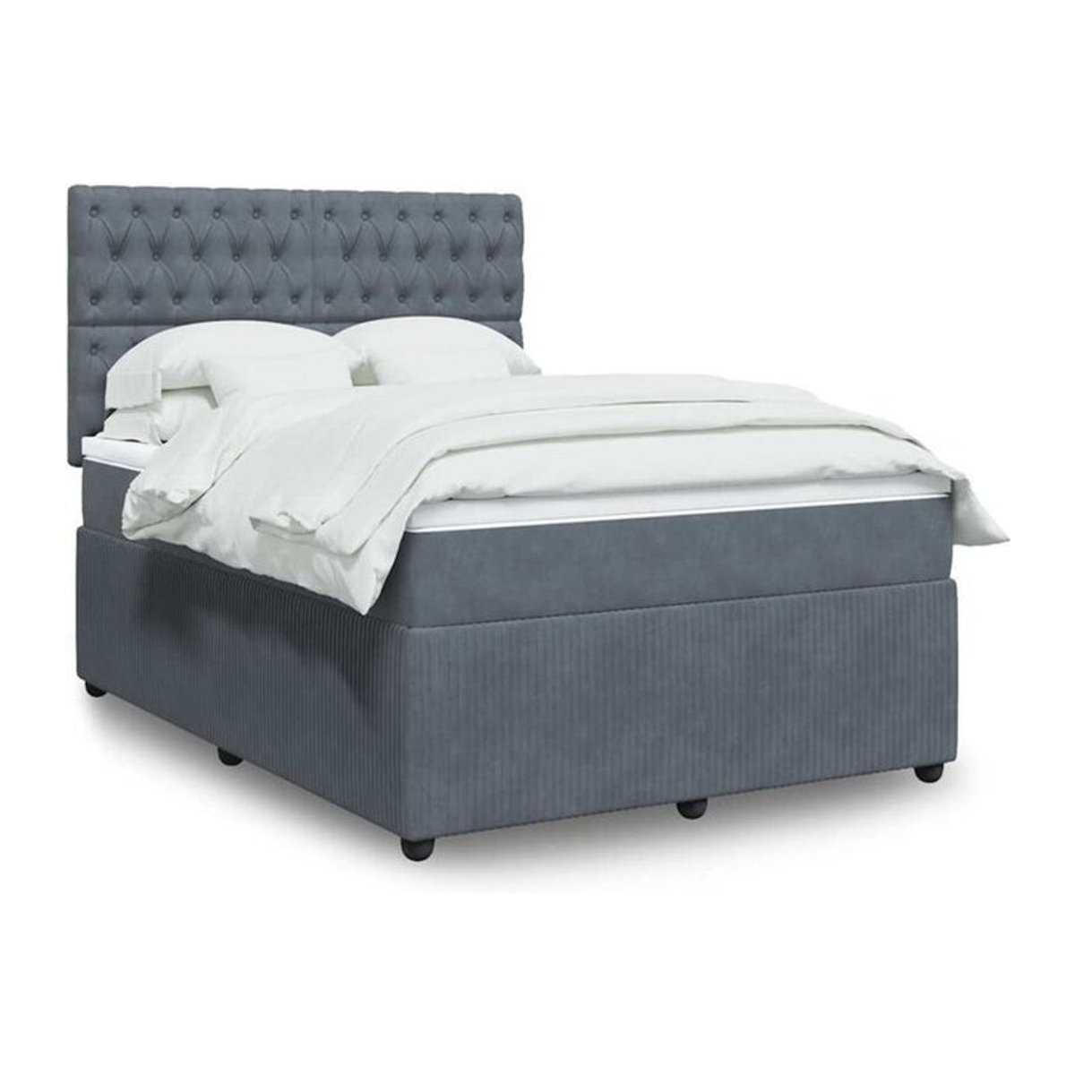 Vidaxl Boxspringbett mit Matratze aus Samt in Grau B/T/H: 160 x 200 cm - Bild 1
