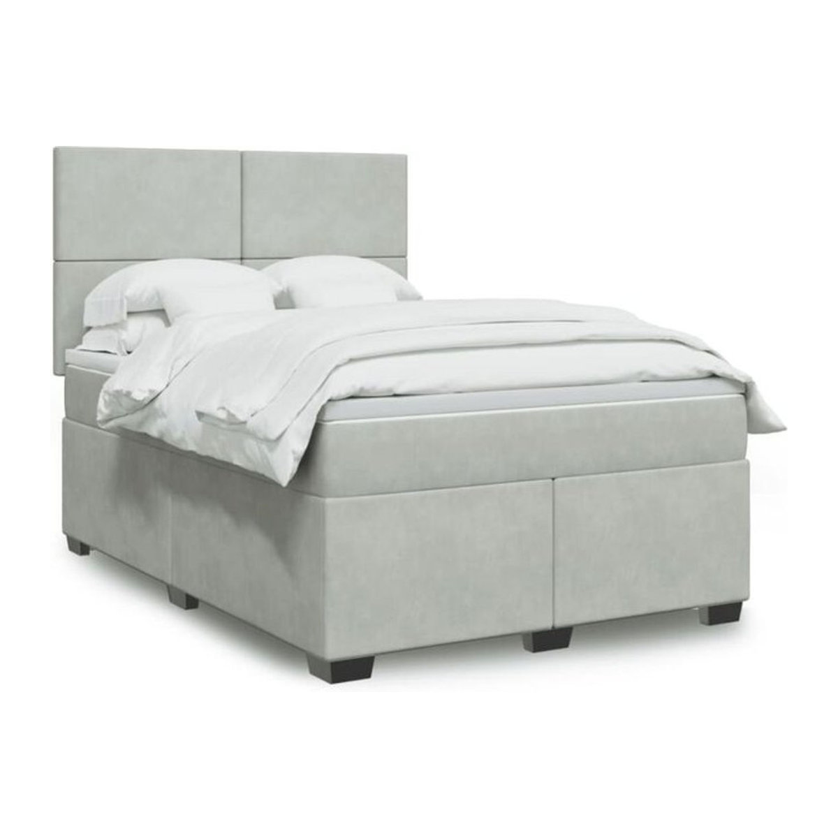 Vidaxl Boxspringbett mit Matratze aus Samt in Grau, B/T/H: 160 x 200 x 140,5 cm - Bild 1