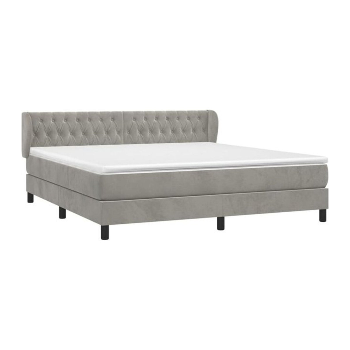 Vidaxl Boxspringbett mit Matratze aus Samt in Grau, B/T/H: 160 x 200 x 88 cm - Bild 1