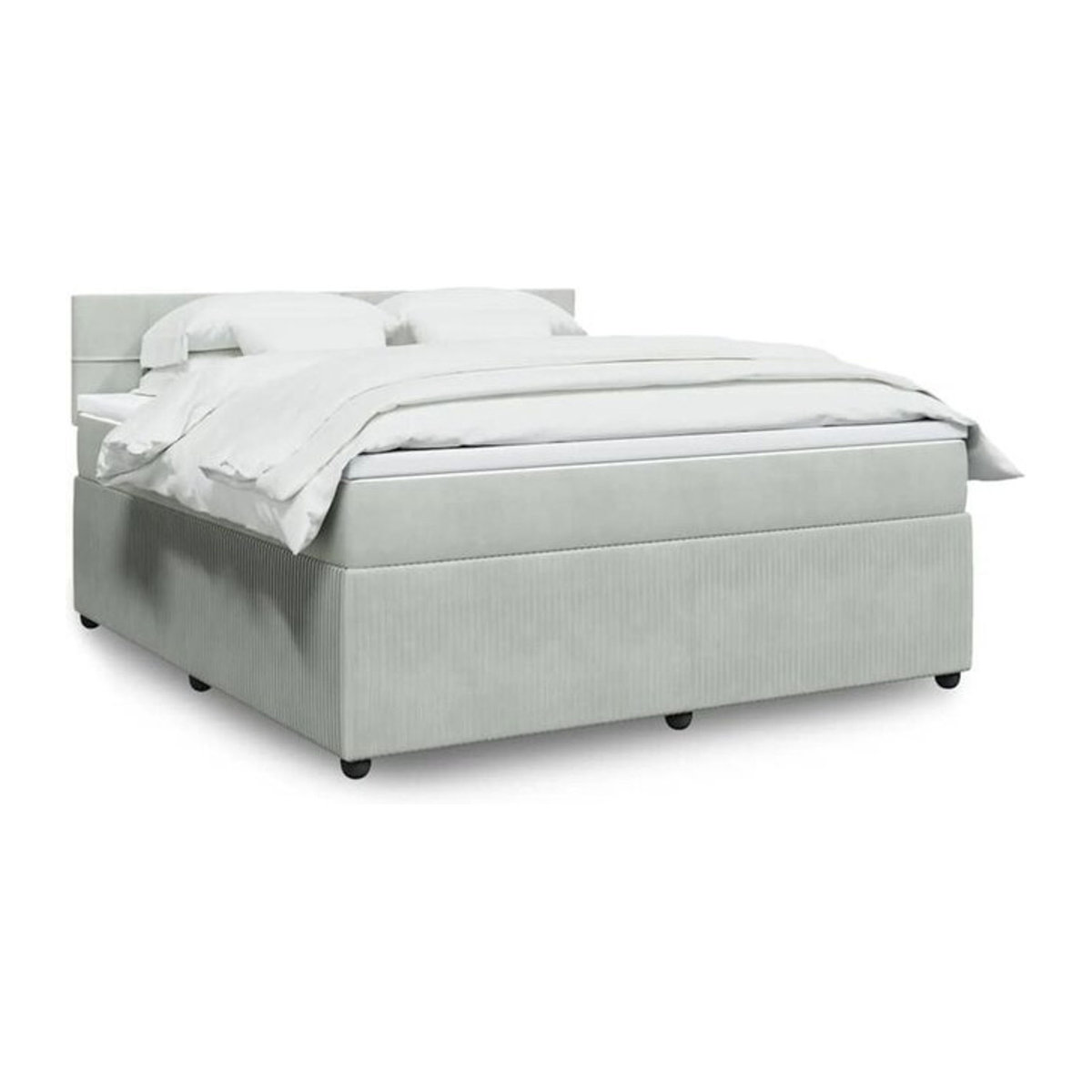Vidaxl Boxspringbett mit Matratze aus Samt in Grau, B/T/H: 180 x 200 x 100,5 cm - Bild 1