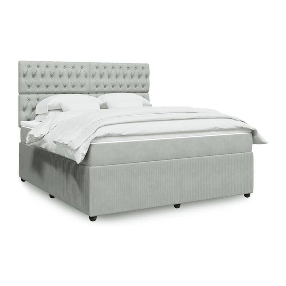 Vidaxl Boxspringbett mit Matratze aus Samt in Grau, B/T/H: 180 x 200 x 140,5 cm - Bild 1