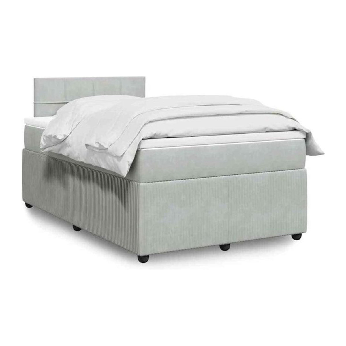 Vidaxl Boxspringbett mit Matratze aus Samt in Grau, B/T/H: 190 x 120 x 100,5 cm - Bild 1