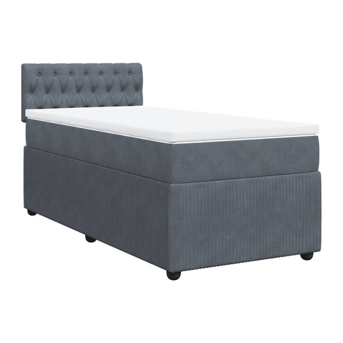 Vidaxl Boxspringbett mit Matratze aus Samt in Grau, B/T/H: 200 x 100 x 100,5 cm - Bild 1