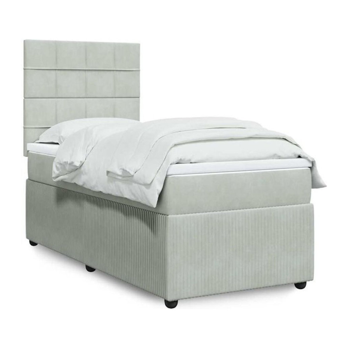 Vidaxl Boxspringbett mit Matratze aus Samt in Grau, B/T/H: 200 x 100 x 150,5 cm - Bild 1