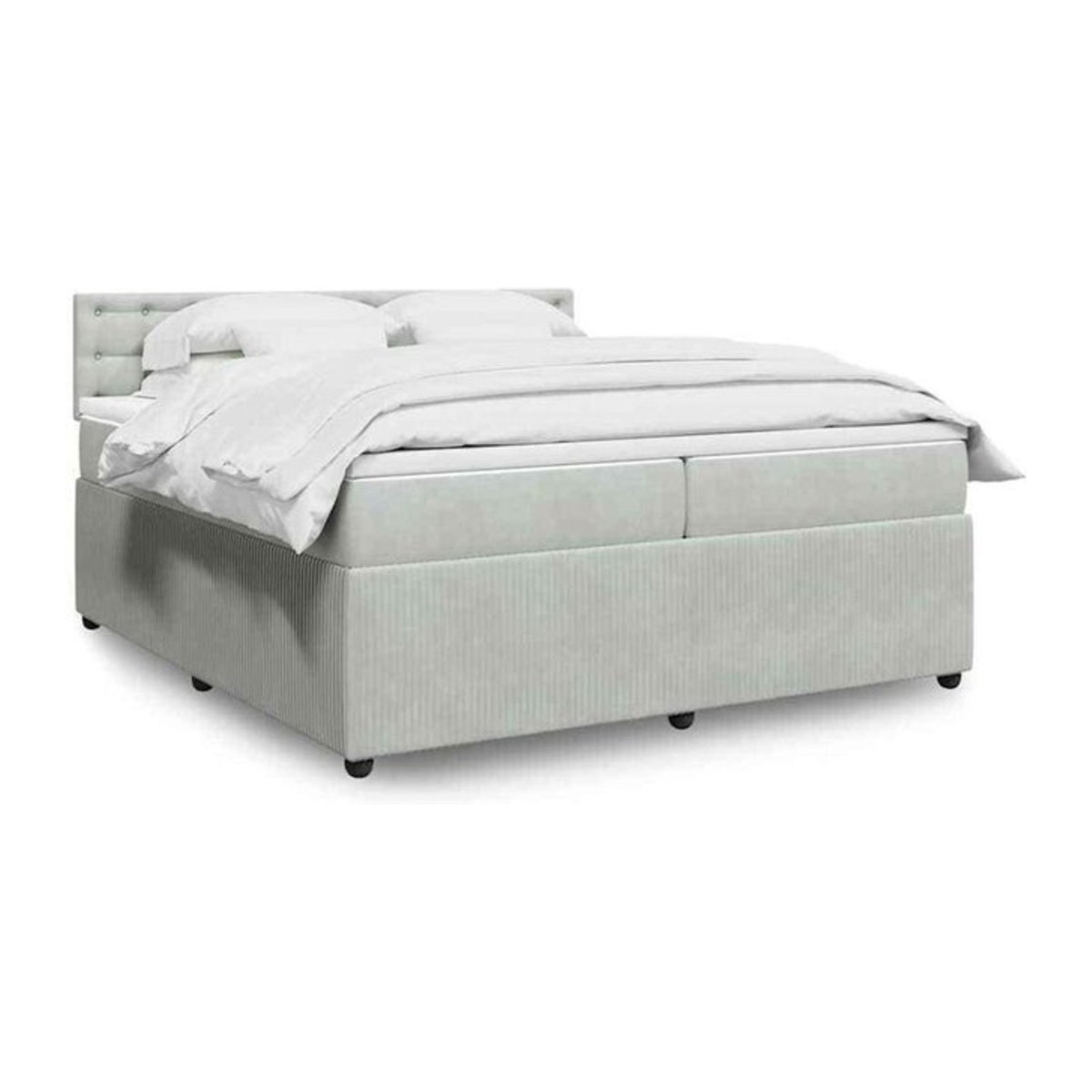 Vidaxl Boxspringbett mit Matratze aus Samt in Grau, B/T/H: 200 x 200 x 100,5 cm - Bild 1