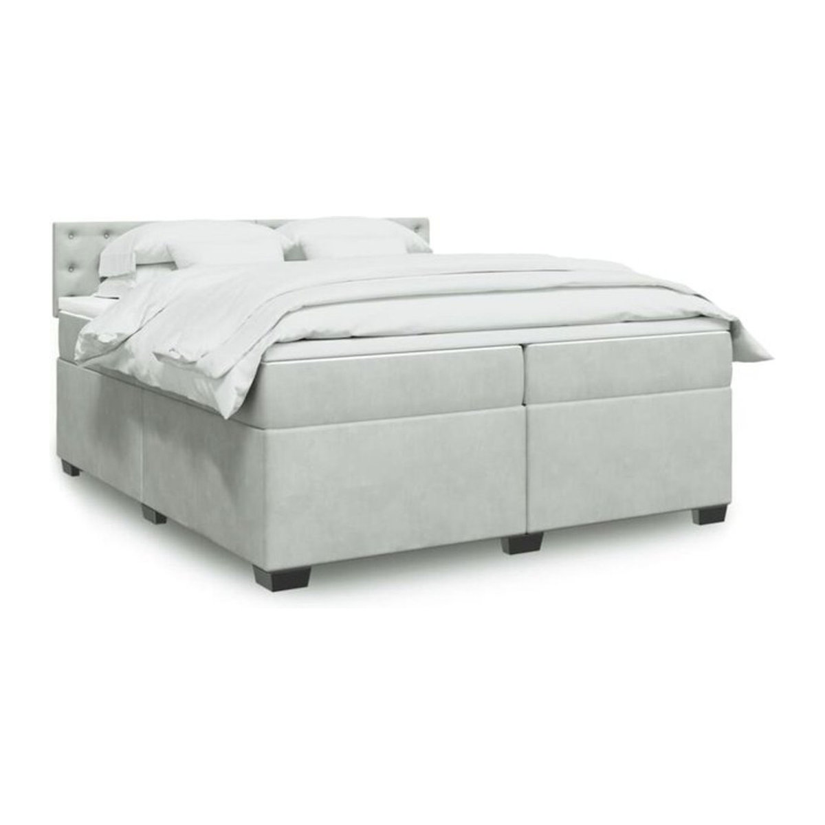 Vidaxl Boxspringbett mit Matratze aus Samt in Grau, B/T/H: 200 x 200 x 100,5 cm - Bild 1
