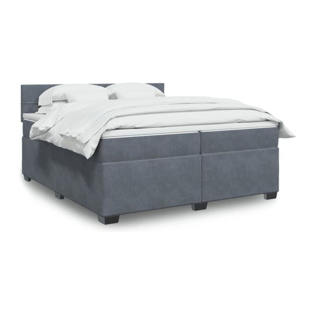 Vidaxl Boxspringbett mit Matratze aus Samt in Grau B/T/H: 200 x 200 x 100,5 cm - Bild 1