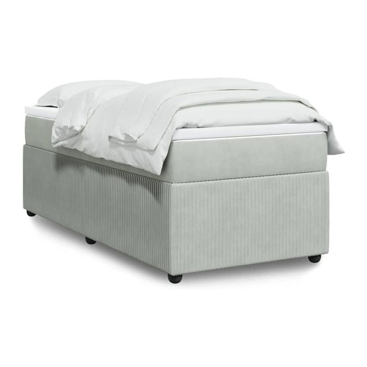 Vidaxl Boxspringbett mit Matratze aus Samt in Grau, B/T/H: 90 x 190 cm - Bild 1