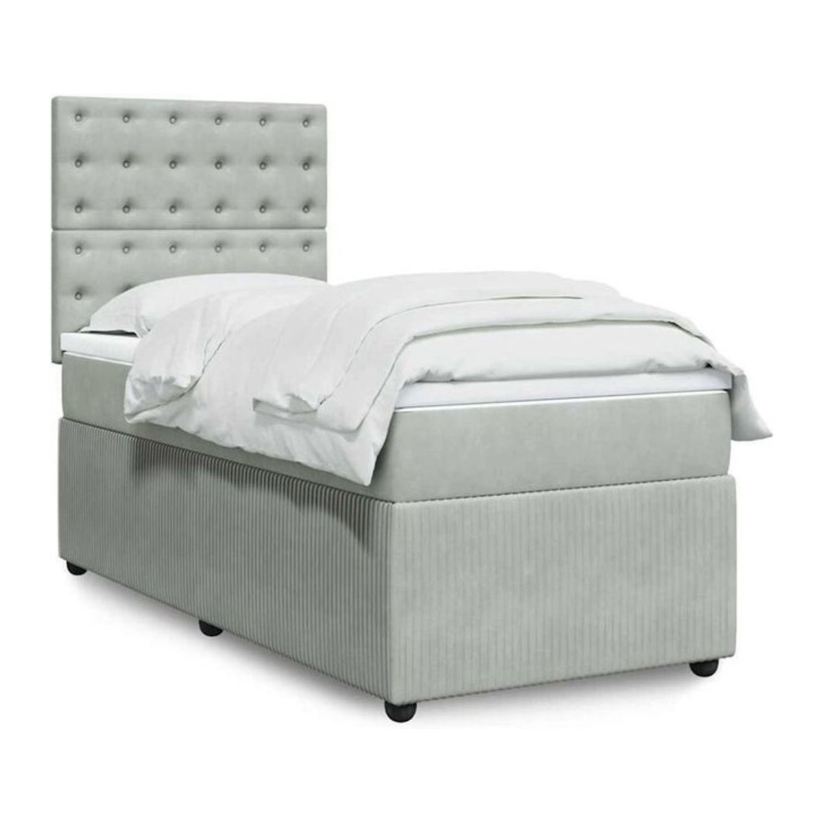 Vidaxl Boxspringbett mit Matratze aus Samt in Grau B/T/H: 90 x 190 cm - Bild 1