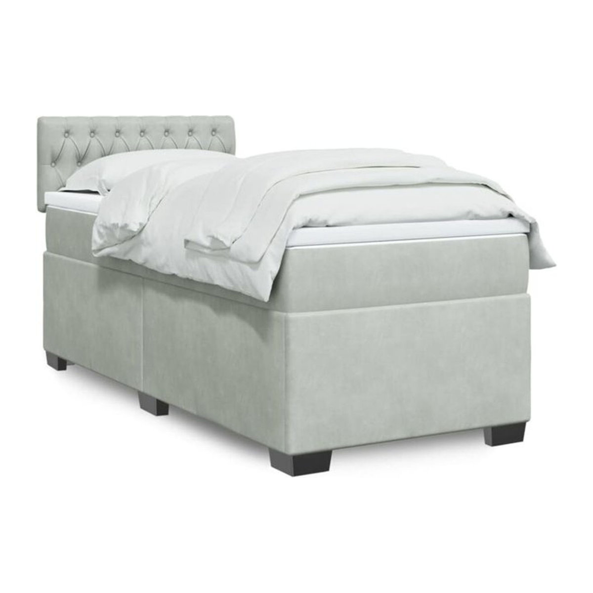 vidaxl Boxspringbett mit Matratze aus Samt in Grau, B/T/H: 90 x 190 x 100,5 cm - Bild 1