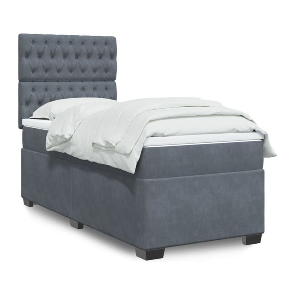 Vidaxl Boxspringbett mit Matratze aus Samt in Grau, B/T/H: 90 x 190 x 150,5 cm - Bild 1