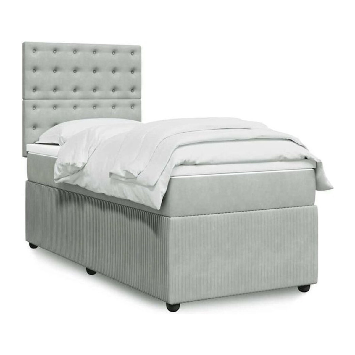 vidaxl Boxspringbett mit Matratze aus Samt in Grau, B/T/H: 90 x 200 cm - Bild 1