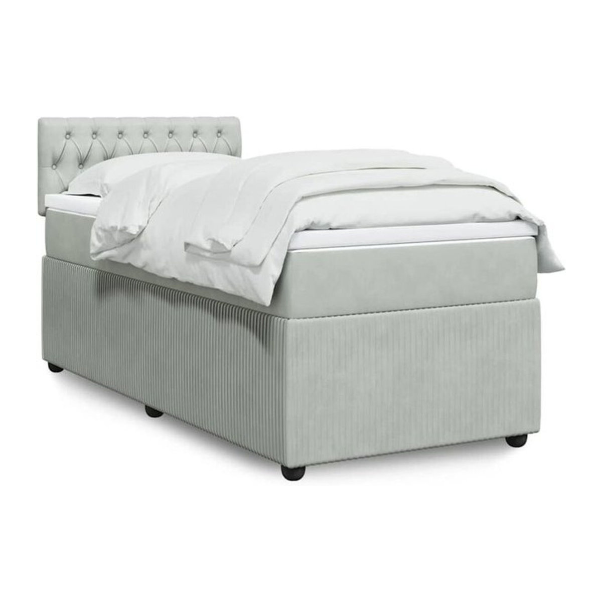 vidaxl Boxspringbett mit Matratze aus Samt in Grau, B/T/H: 90 x 200 x 100,5 cm - Bild 1