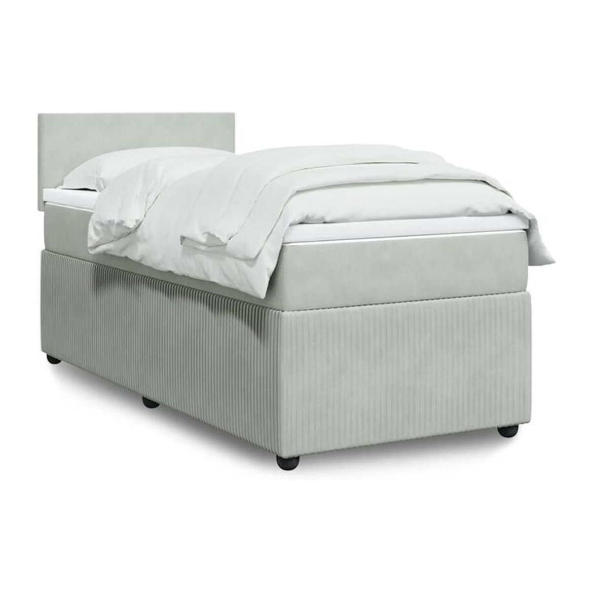 vidaxl Boxspringbett mit Matratze aus Samt in Grau, B/T/H: 90 x 200 x 100,5 cm - Bild 1