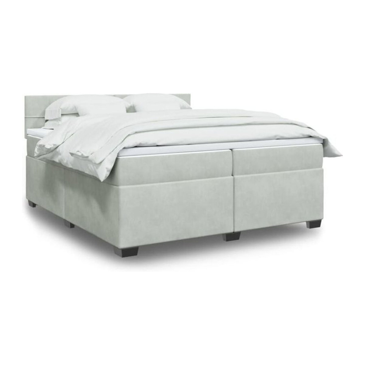 Vidaxl Boxspringbett mit Matratze aus Samt in Grau, Modernes Design, B/T: 200 x 200 cm - Bild 1