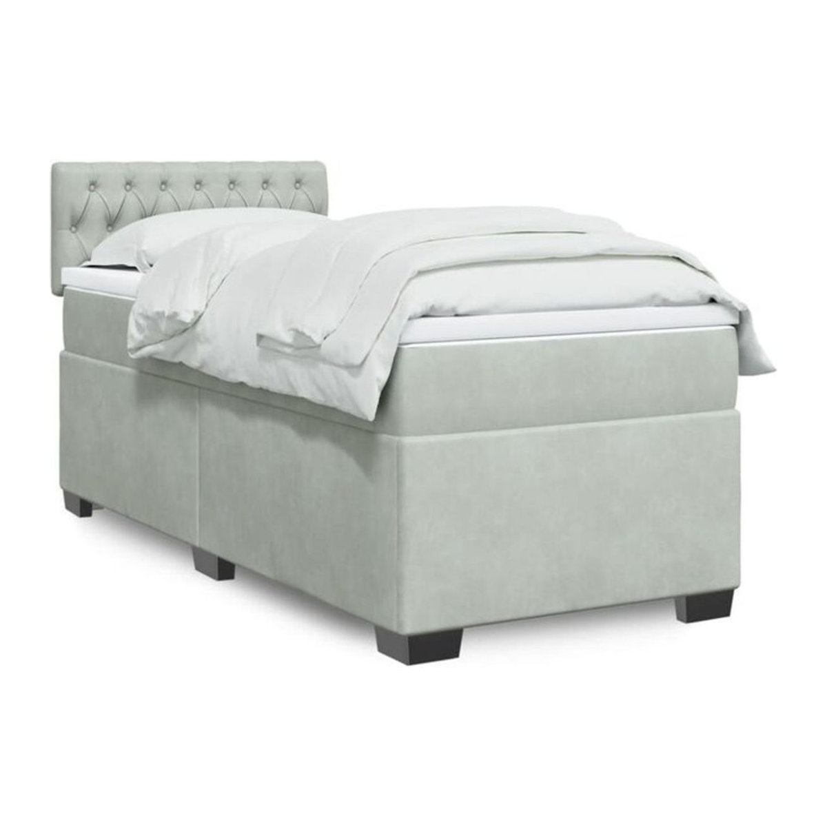 Vidaxl Boxspringbett mit Matratze aus Samt in Grau und Weiß, B/T/H: 100 x 200 x 100,5 cm - Bild 1