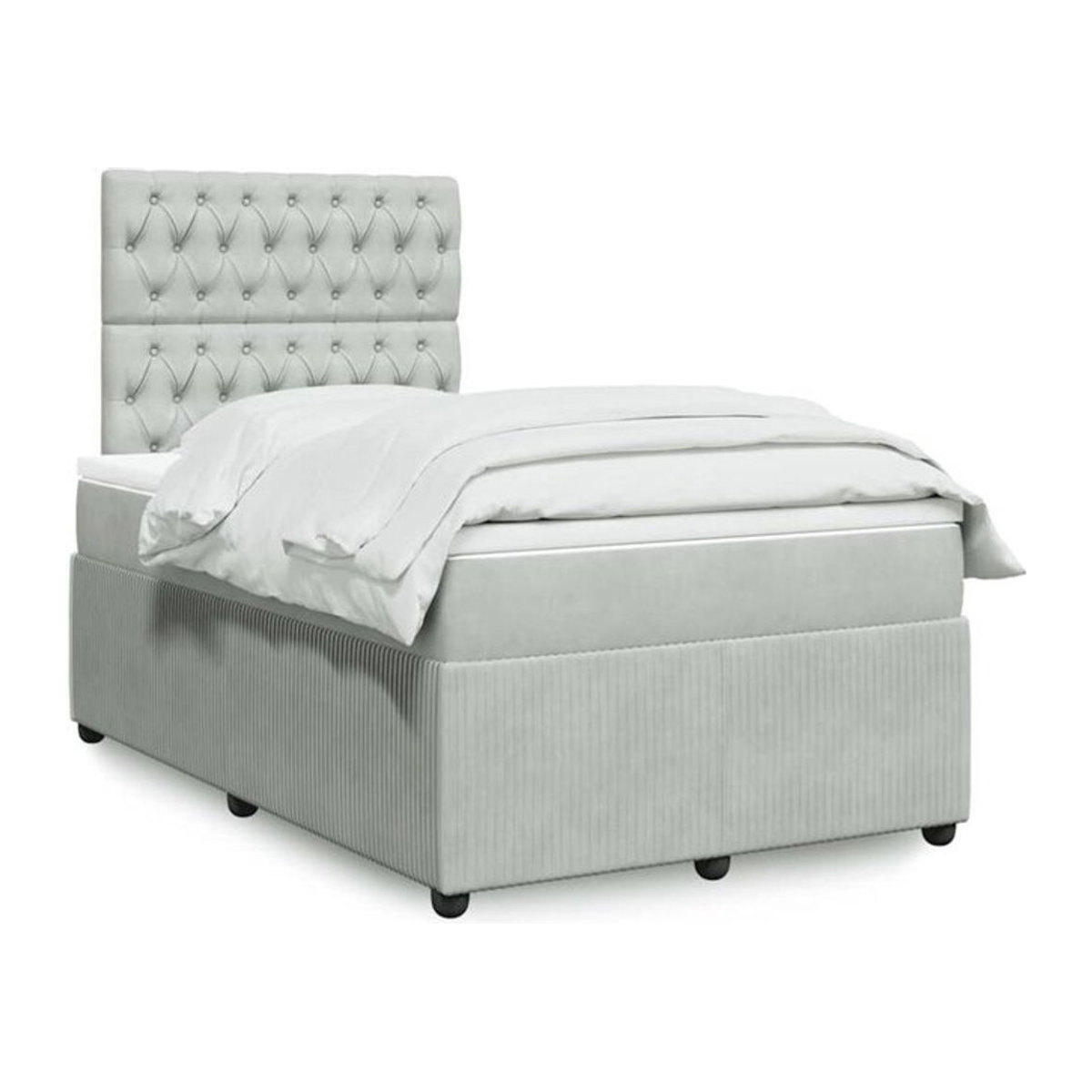 Vidaxl Boxspringbett mit Matratze aus Samt in Grau und Weiß, B/T/H: 120 x 190 x 150,5 cm - Bild 1