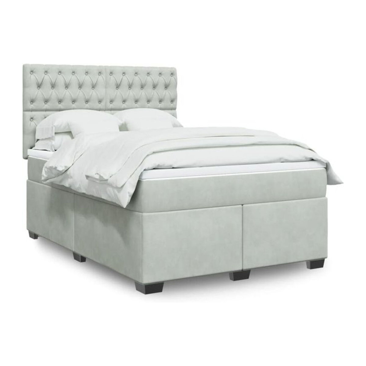 Vidaxl Boxspringbett mit Matratze aus Samt in Grau und Weiß, B/T/H: 140 x 200 cm - Bild 1