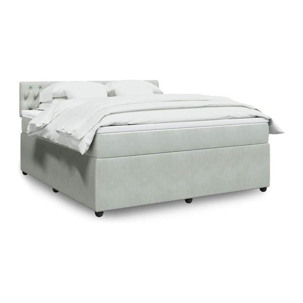 Vidaxl Boxspringbett mit Matratze aus Samt in Grau und Weiß, B/T/H: 180 x 200 x 100,5 cm - Bild 1