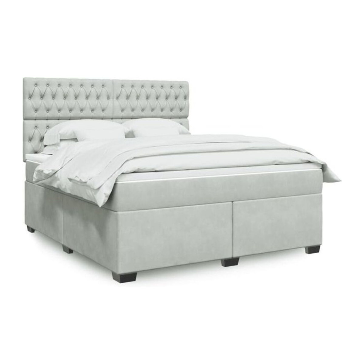Vidaxl Boxspringbett mit Matratze aus Samt in Grau und Weiß, B/T/H: 180 x 200 x 140,5 cm - Bild 1