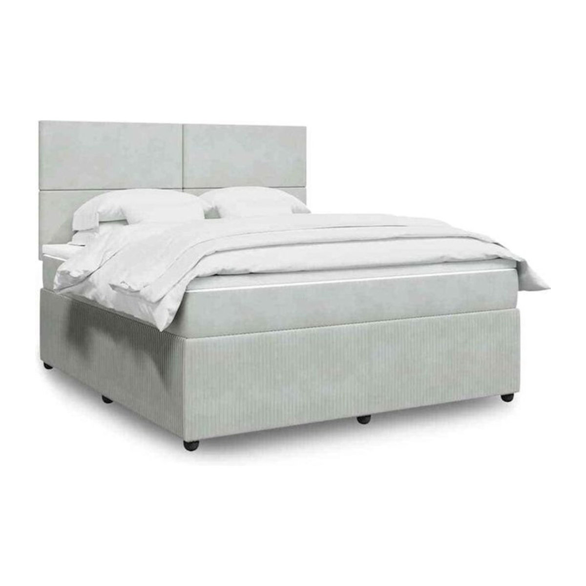 Vidaxl Boxspringbett mit Matratze aus Samt in Grau und Weiß, B/T/H: 180 x 200 x 150,5 cm - Bild 1