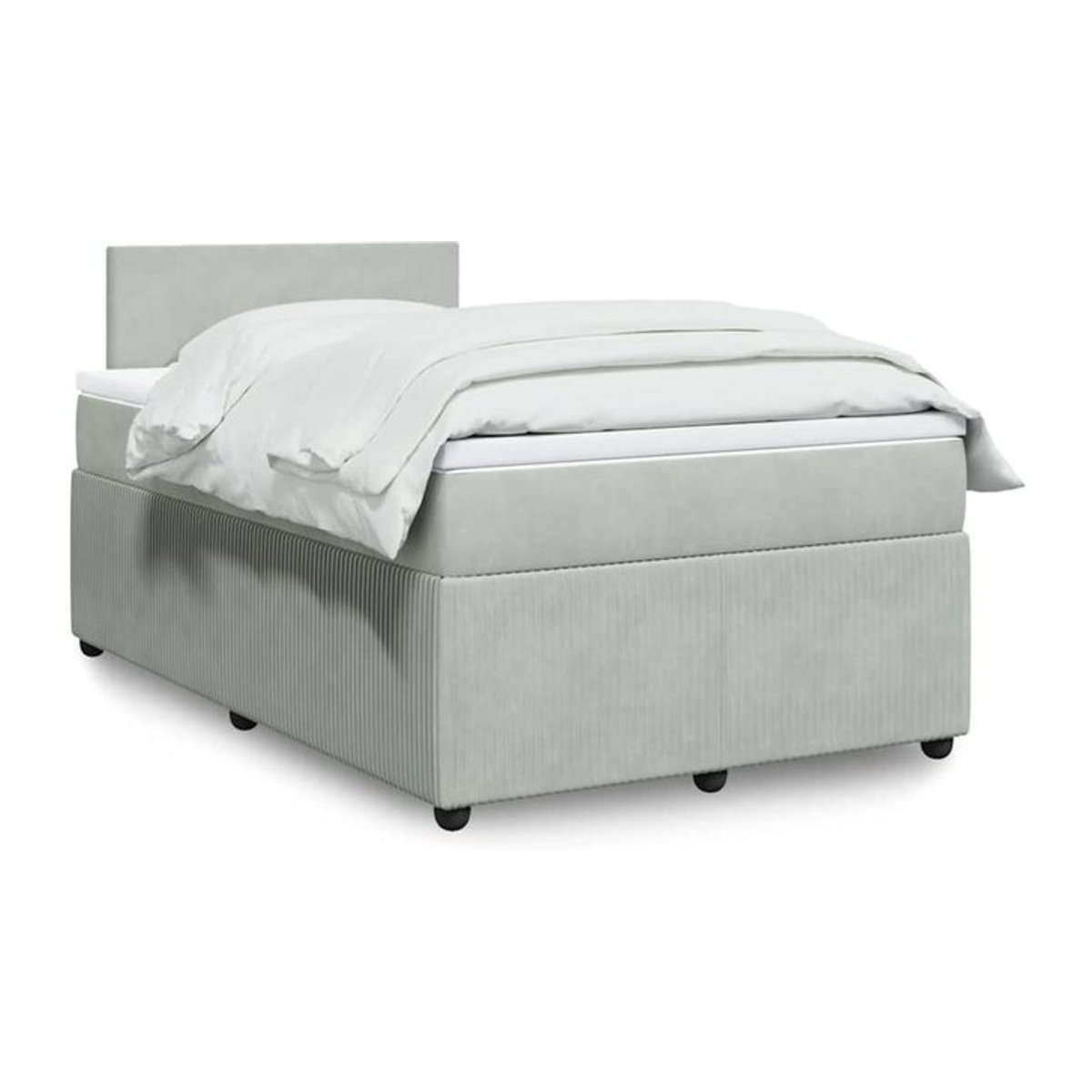 Vidaxl Boxspringbett mit Matratze aus Samt in Grau und Weiß, B/T/H: 190 x 120 x 100,5 cm - Bild 1