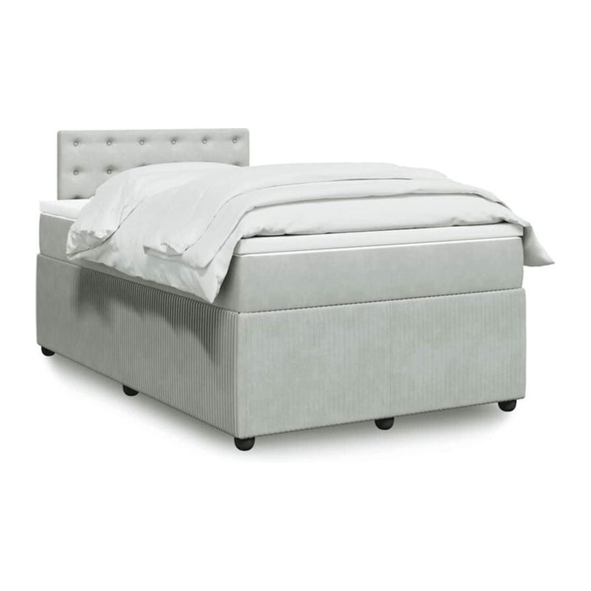 Vidaxl Boxspringbett mit Matratze aus Samt in Grau und Weiß, B/T/H: 190 x 120 x 100,5 cm - Bild 1