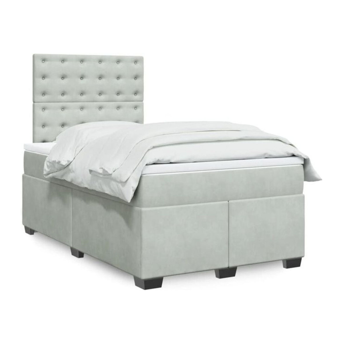Vidaxl Boxspringbett mit Matratze aus Samt in Grau und Weiß, B/T/H: 190 x 120 x 140,5 cm - Bild 1