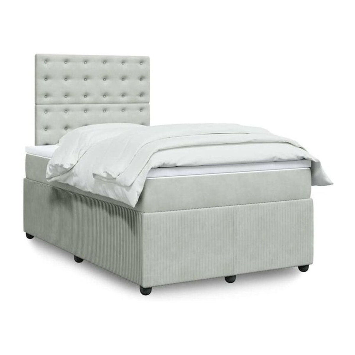 Vidaxl Boxspringbett mit Matratze aus Samt in Grau und Weiß, B/T/H: 190 x 120 x 150,5 cm - Bild 1
