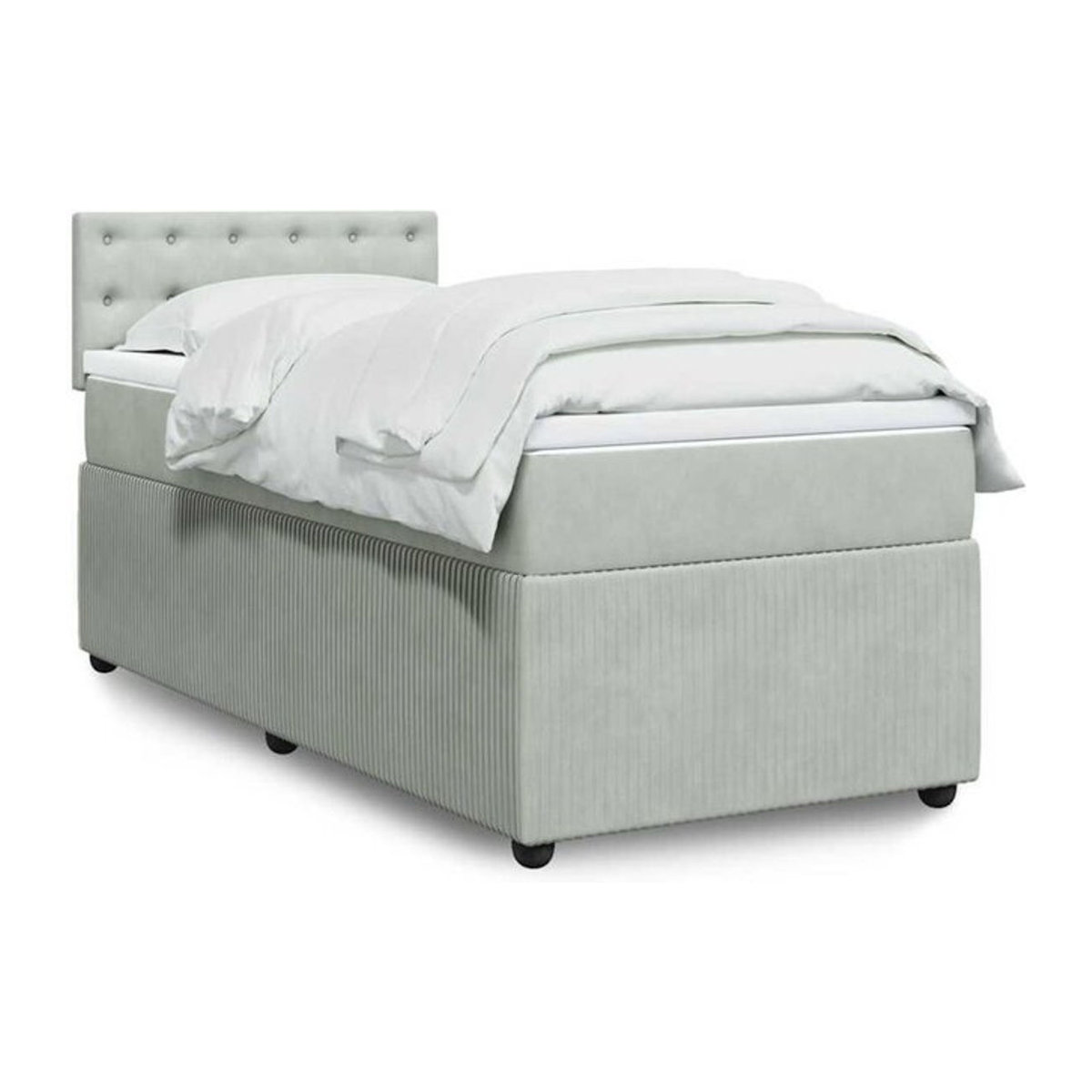 Vidaxl Boxspringbett mit Matratze aus Samt in Grau und Weiß, B/T/H: 200 x 100 x 100,5 cm - Bild 1