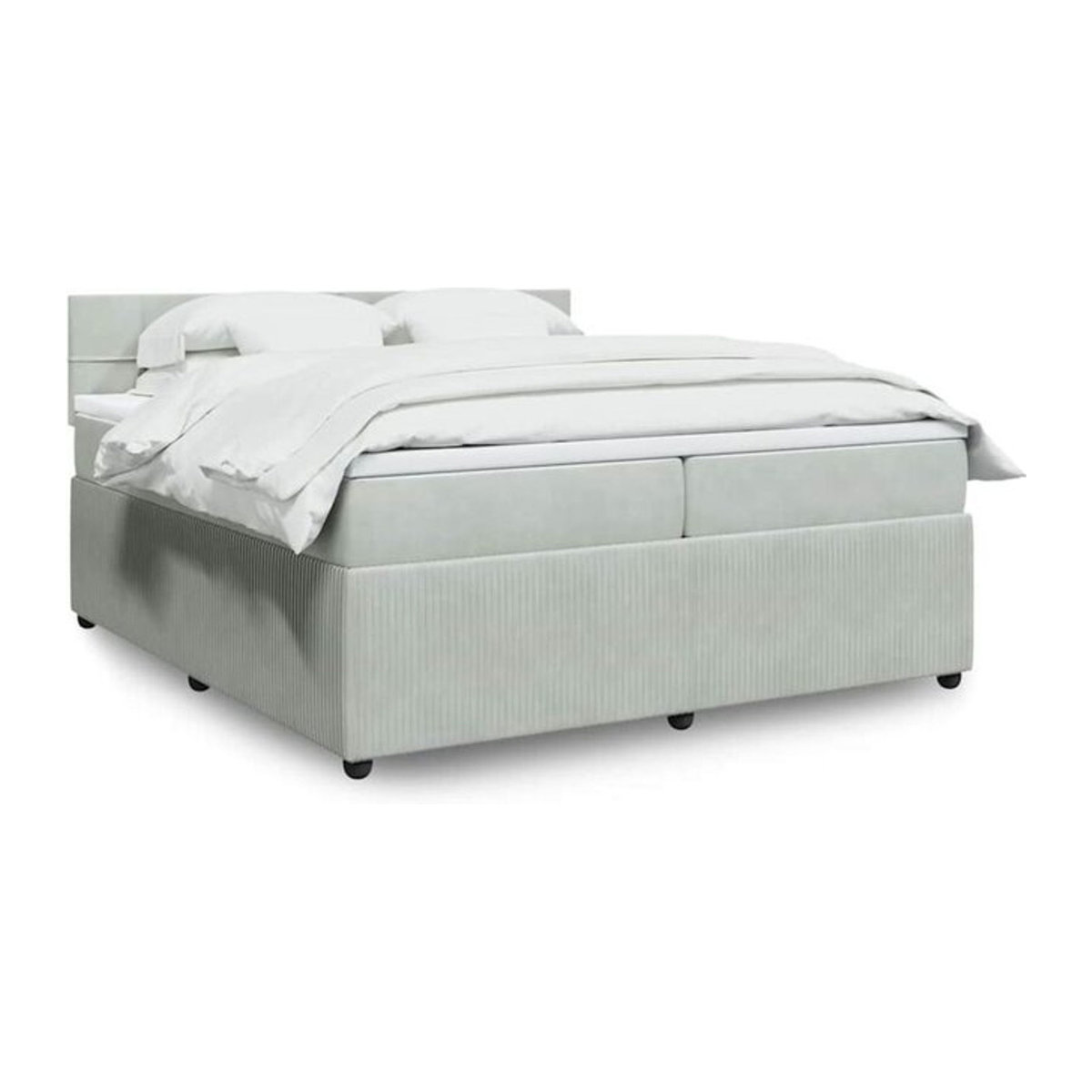 Vidaxl Boxspringbett mit Matratze aus Samt in Grau und Weiß, B/T/H: 200 x 200 x 100,5 cm - Bild 1