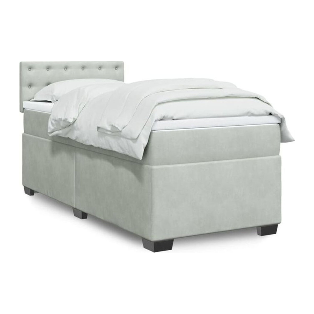 Vidaxl Boxspringbett mit Matratze aus Samt in Grau und Weiß, B/T/H: 200 x 80 x 100,5 cm - Bild 1