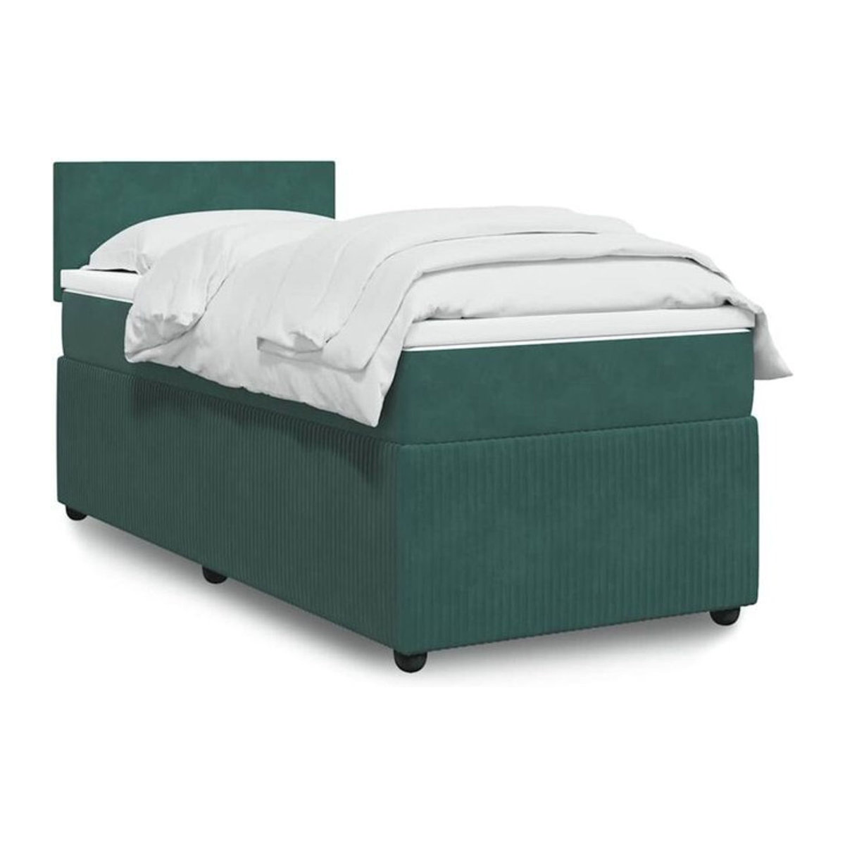 vidaxl Boxspringbett mit Matratze aus Samt in Grün, B/T/H: 100 x 200 x 100,5 cm - Bild 1