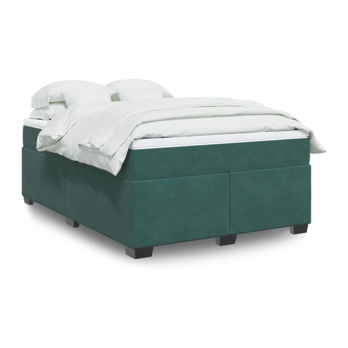 Vidaxl Boxspringbett mit Matratze aus Samt in Grün, B/T/H: 140 x 190 x 46 cm - Bild 1