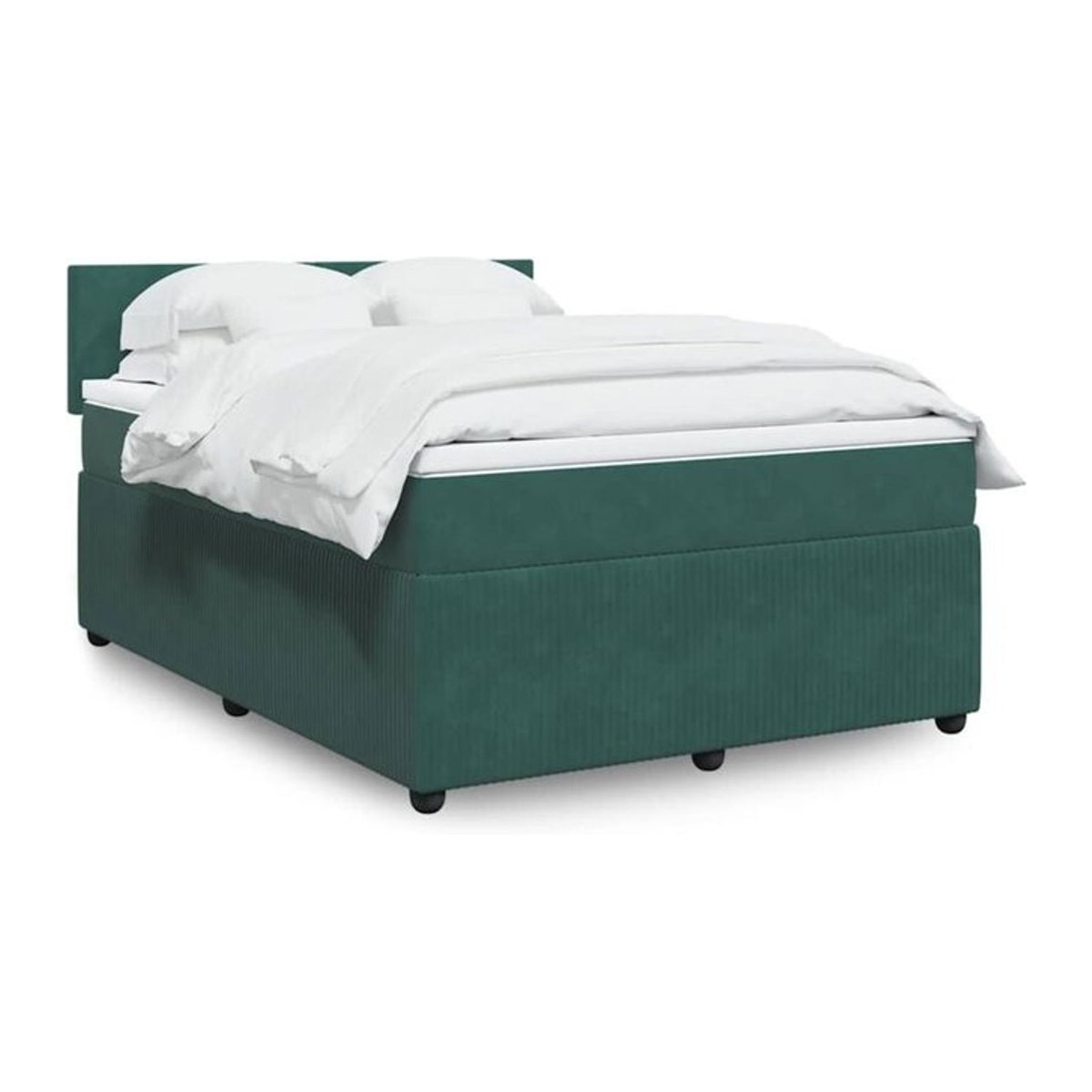 Vidaxl Boxspringbett mit Matratze aus Samt in Grün, B/T/H: 140 x 200 cm - Bild 1